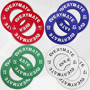 Fractional Micro Weight Plates Set of 8 Weight Plate Pair of 0.25LB 0.5LB 0.75LB 1 LB for Olympic Barbells for Strength Training Micro Plates Weight Plate