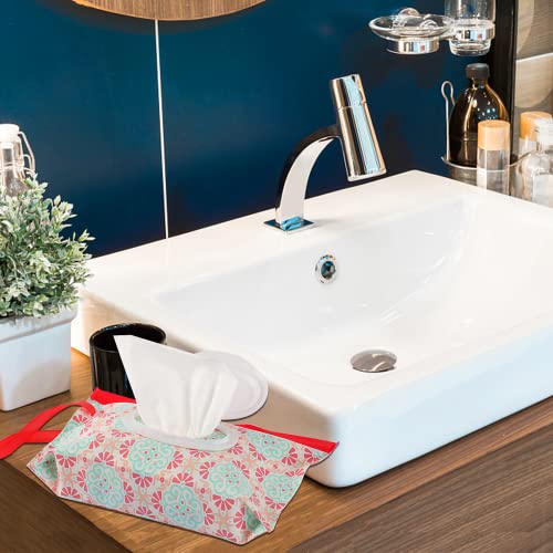 FEBSNOW 2 Pack Baby Wipe Pouch, Portable Wet Wipe Holder Container, Reusable and Refillable Travel Wet Wipes Dispenser Case