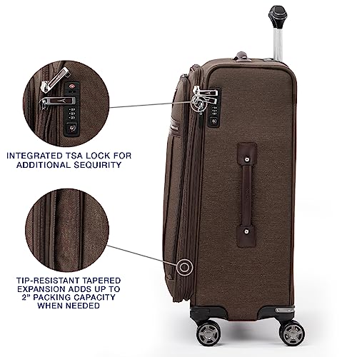 Travelpro Platinum Elite Softside Expandable Checked Luggage, 8 Wheel Spinner Suitcase, TSA Lock, Men and Women, Rich Espresso Brown, Checked Medium 25-Inch by Travelpro - Image 4