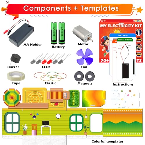 Kit4Curious My Electricity Kit 70 Projects- Science and Fun Innovation Gift Toy for Kids Age 6, 7, 8, 9, 10, 11, 12, 13, 14 Years