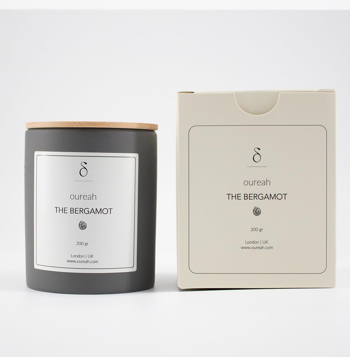 Oureah Grey Jar Luxury Soy Candle – Bergamot Scent | 200G Long Burn, Hand-Poured | Aromatherapy & Relaxation Gift By