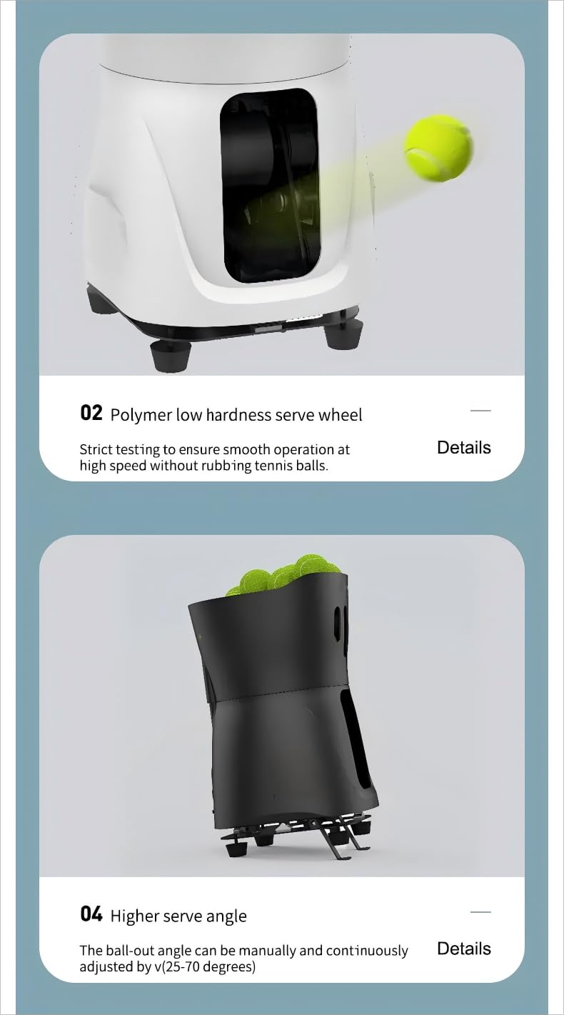Racketclub Mini-Pusun PT Mini- Padel Machine-Tennis Machine - Padel Ball Machine - Tennis Ball Machine - Máquina de Pelotas de pádel - Smart App Control