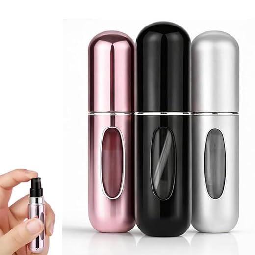 Kit 3 Frasco para Perfume Portátil Recarregável 5ml Atomizador Spray Viagem Bolsa Compacto Fácil Uso Sem Vazamento