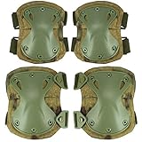 Aoutacc Tactical Combat Knie- und Ellbogenschutz-Set für Outdoor CS Paintball-Spiel Radfahren Sicherheit Skateboard-Ausrüstung Schlittschuhe Knieschutz-Schutzpolster (FG)