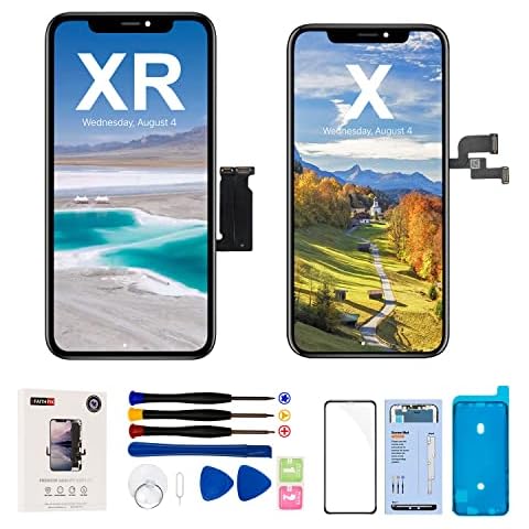 EFAITHFIX for iPhone XR LCD 6.1 Inch+ iPhone X LCD 5.8 Inch Screen Replacement Frame Assembly LCD Display and 3D Touch Screen Digitizer with Repair Tools Kit with Waterproof Adhesive Tempered Glass Cover
