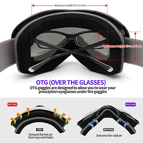 Supertrip Snow Ski Goggles Anti-Fog 100% Uv Protection Snowboard Goggles Double Lens Over The Glasses Skiing For Men Women Youth(Black) #TOP4