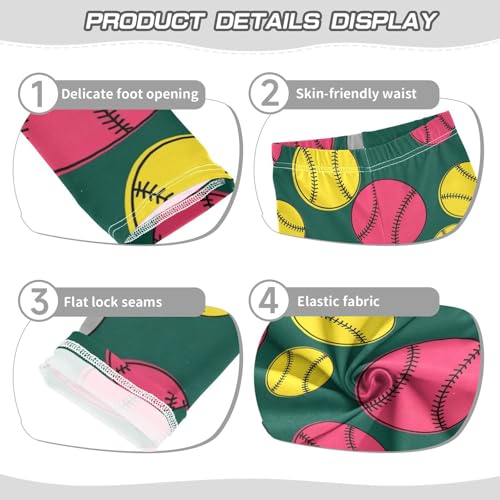 J JOYSAY Colorful Cartoon Baseball Girls Leggings Soft Comfortable Stretchy Kids Girls Clothes Size 4-10T3