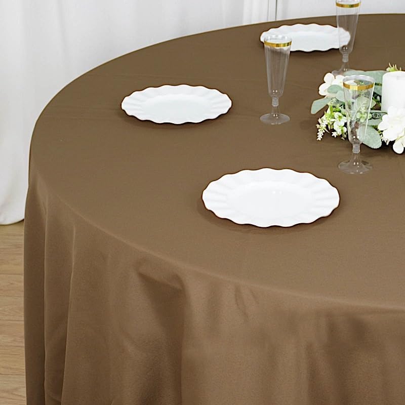 Miniatura 5 de 108 inch Taupe Round Polyester Tablecloth Fabric Table Cover Linens for Wedding Party Banquet Reception Events Kitchen Dining