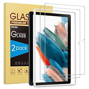 2 stuks Sparin beschermfolie compatibel met Samsung Galaxy Tab A8 10,5 inch, gehard glasfolie voor Galaxy Tab A8 2022, 9H hardheid, met frameinstallatiehulp