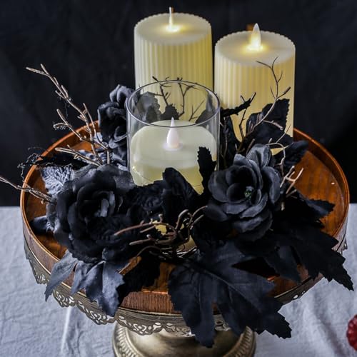 2 Pcs Fall Wreath, 9" Versatile Durable Elegant Artificial Candle Wreath (Black) - image 5