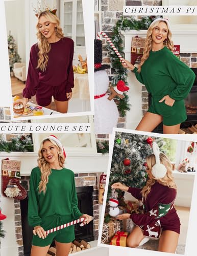 Image of Ekouaer Knit Pajamas Set for Women Lounge Wear Sets Long Sleeve Sweatsuit Matching 2 Piece Outfits Casual Sweater Sets S-XXL