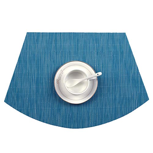image for SHACOS Round Table Placemats Set of 7 Woven Vinyl Wedge Placemats with