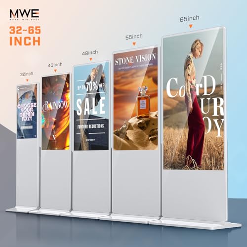 Image of MWE 55 Inch 4K Touchscreen Kiosk, Indoor Floor Standing Digital Signage Displays, Advertising Display LCD Totem, Interactive Display Poster Android System with Auto Media Player-White