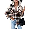 Dokotoo-Womens-Corduroy-Button-Down-Shirts-Boyfriend-Long-Sleeve-Oversized-Blouses-Tops Dokotoo Women's Classic Plaid Button-Up Flannel Shirt, Long Sleeve, Soft Checked, Boyfriend, Loose, Office Jacket - Blue, M