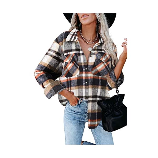 Dokotoo-Womens-Corduroy-Button-Down-Shirts-Boyfriend-Long-Sleeve-Oversized-Blouses-Tops Dokotoo Women's Classic Plaid Button-Up Flannel Shirt, Long Sleeve, Soft Checked, Boyfriend, Loose, Office Jacket - Blue, M