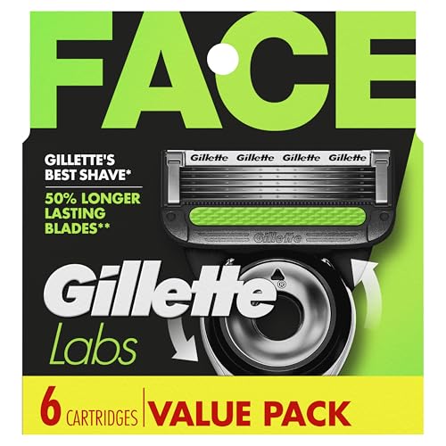 Gillette Recargas de lâmina de barbear masculinas Labs Gillette compatíveis apenas com lâminas GilletteLabs com barra esfoliante e lâmina aquecida, 6 cartuchos de lâmina de barbear