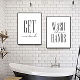 Moderne Noir Blanc Lavage Mains Économiser l’Eau Citation Toile Peinture Imprimer Obtenir Devis Salle de Bain Affiche Art Mural Pour La Décoration Intérieure (50x70cm / 19.7 « x27.6 »)x2 Sans cadre
