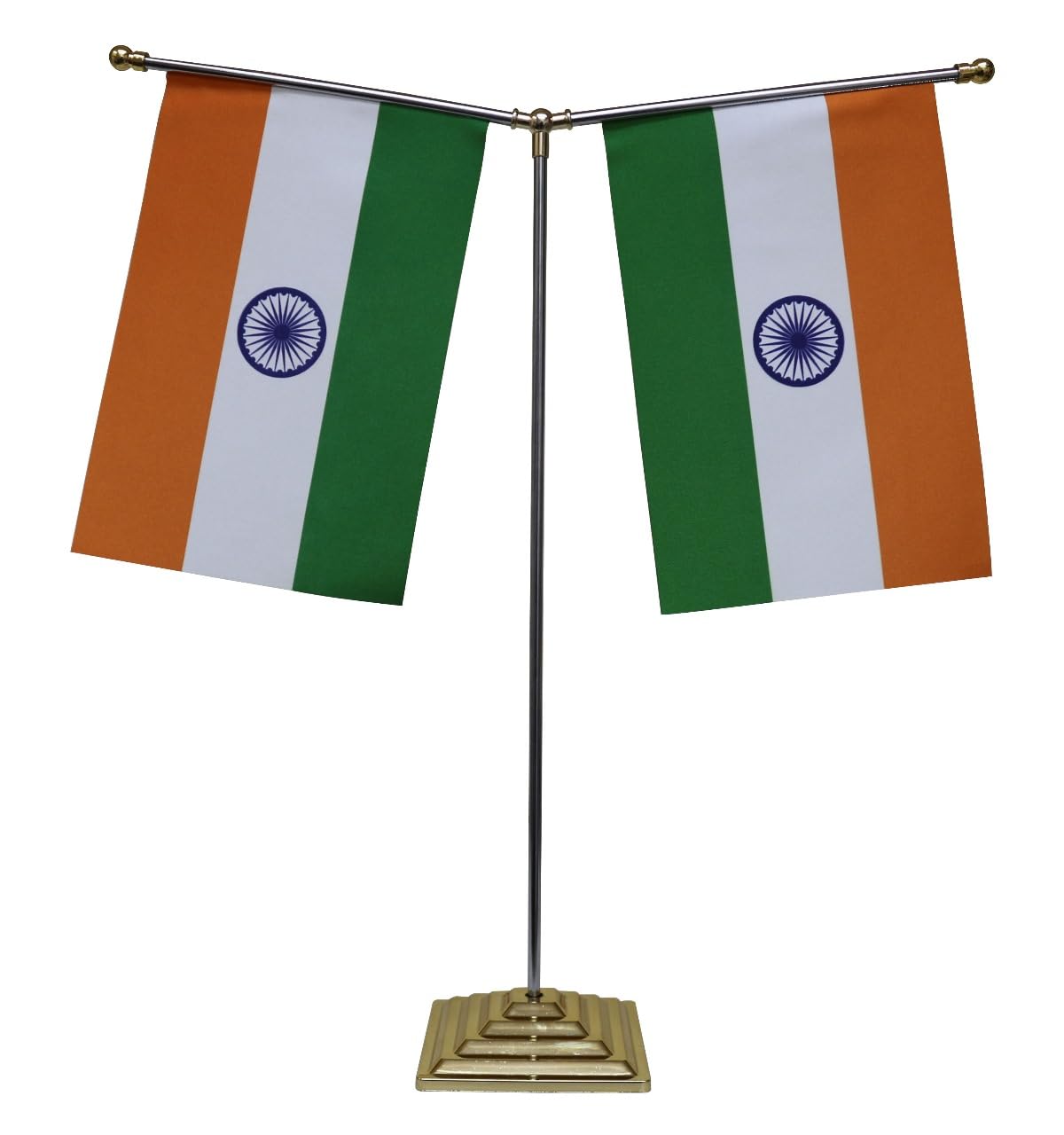 THE FLAG SHOP Indian Miniature Table Y Flags with A Square Stepped Base (4"x6") Gold