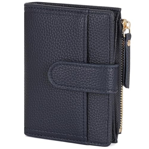 RRANCharltu Portefeuille Femme Cuir, Porte Monnaie Femme Petit Portefeuilles et Porte-Cartes avec Fermeture éclair Poche à Monnaie, Bleu foncé