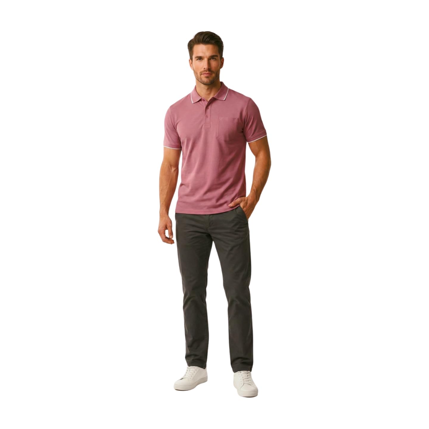 Buy Foxlife Men's Classic Polo T-Shirt, Blue Cotton with White