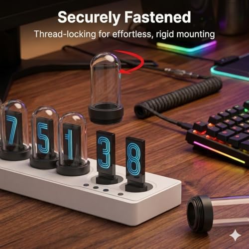 Lonyiabbi Horloge Tube Nixie Simulée WiFi, Horloge Bureau IPS Personnalisable avec Photos Anime, Réveil Digital USB-C, Horloge Connectée Design Geek, Idée Cadeau Original – vue 5