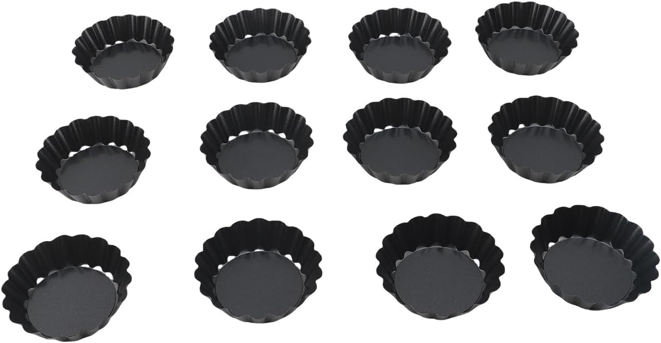 Yosoo Mini Tart Pans, 6 Pack Carbon Steel Non Stick Round Quiche Pans with Removable Bottom, for Baking Fruit Tarts Small Pies Cheesecakes (24 Set)