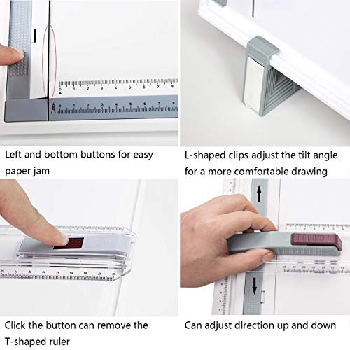 Frylr Metric A3 Drawing Board Drafting Table with Parallel Motion and Angle Metric Measuring System (20.2”18.8”1.6”, Grey)