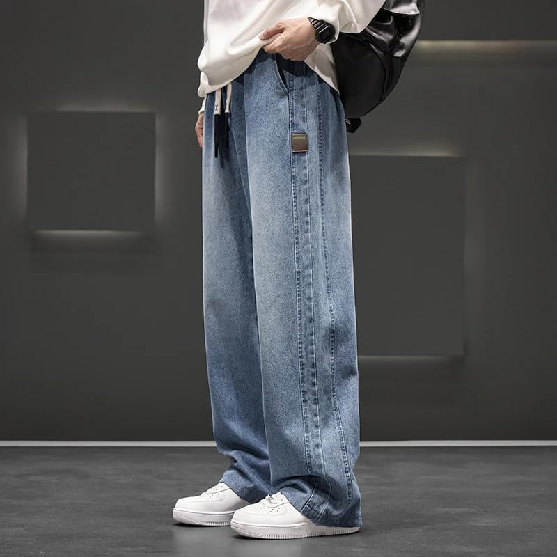 Autumn Wide Leg Jean Pants Men Trousers Loose Casual Pants3