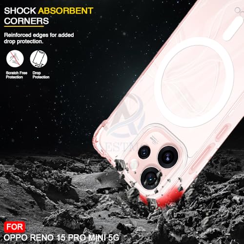 Image of AESTMO Clear Back Cover for Oppo Reno 15 Pro Mini 5G | 360 Protection | Transparent Back Cover for Oppo Reno 15 Pro Mini 5G (PC + TPU, Compatible with MagSafe Accessories, Transparent Bumper)