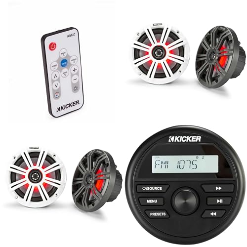 Kicker KMC2 Gauge Mount Marine Grade Receiver & (2 Pair) 45KM654L 6.5