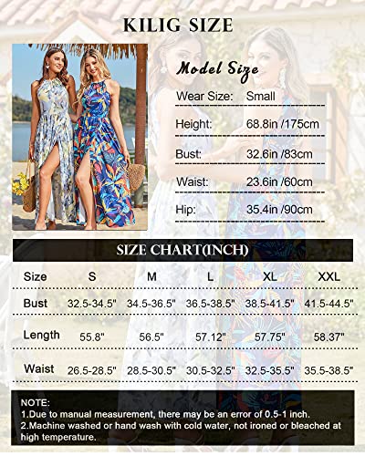 Image of KILIG Women's Summer Floral Beach Flowy Split Maxi Long Dresses