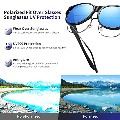 Image of GEGURI Polarized Sunglasses Fit Over Glasses for Men Women, Oversized Square Sun Glasses UV400 Protection Shades