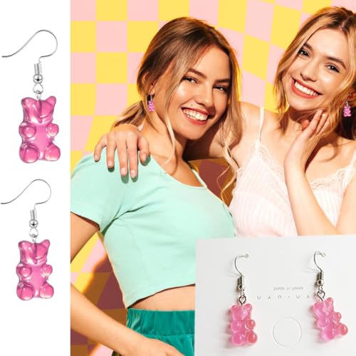 EIELO 16-40 Pairs Cute Funny Weird Earrings Boba Water Bottle Pearl Milk Tea Food Gummy Bear Fruit Mushroom Goldfish Earring Set Cute Funny Dangle Drop Earrings for Women2