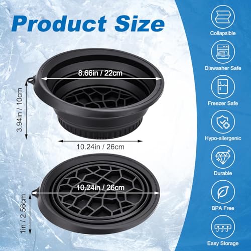 Image of Face Bowl for Ice with Built-in Icetray - Collapsible Silicone Facial Ice Bath Bowl for Easy Storage & Carrying,Face Ice Bath Bowl for Cold Plunge Therapy,Facial Plunge Bowl for Home & Travel (Black)