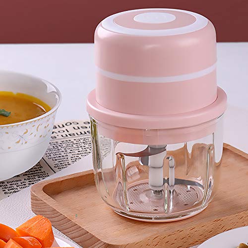 Electric Mini Food Chopper, Vegetable Chopper, Wireless Portable Food Chopper, Improved Parts, 1.2 Cup Glass Bowl Food Mixer, Te Bowl Is Larger Than Similar Products, Used For Garlic/Fruit/Vegetable
