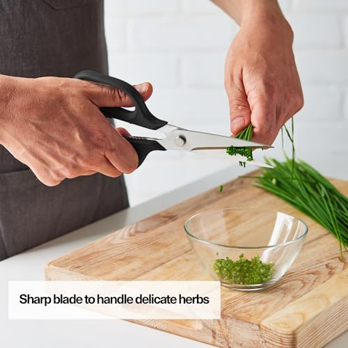 Image of Misen Heavy Duty Kitchen Shears - Stainless Steel, Versatile and Easy Clean Scissors for Meat, Herbs and Veggies - Ambidextrous Comfort Handle - Professional Grade - Black