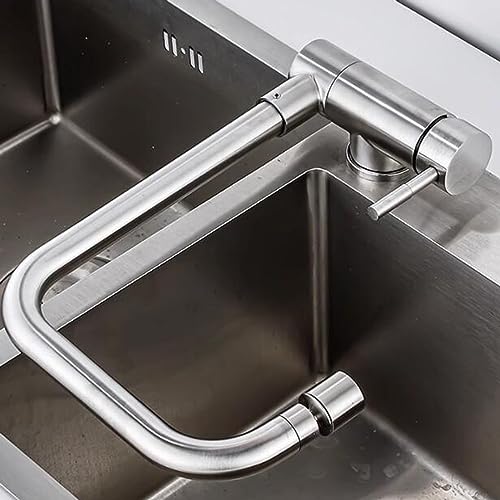 Mitigeur de cuisine en acier inoxydable noir pivotant avec bec rabattable