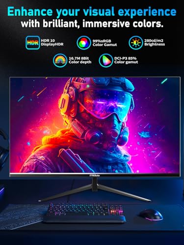 Image of FYHXele 24 Inch Gaming Monitor FHD 1080P Fast IPS 180Hz, 165Hz Refresh Rate, 1ms, HDR Computer Monitor, HDMI, DisplayPort, Eye Care for Gamers, Compatible Wall Mountable Installs-Black