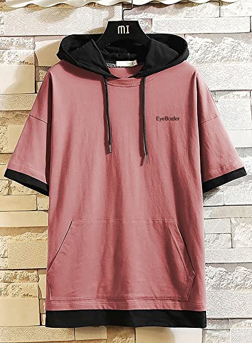 Image of EYEBOGLER Men's Trendy Hooded Neck Half Sleeves Solid T-Shirt