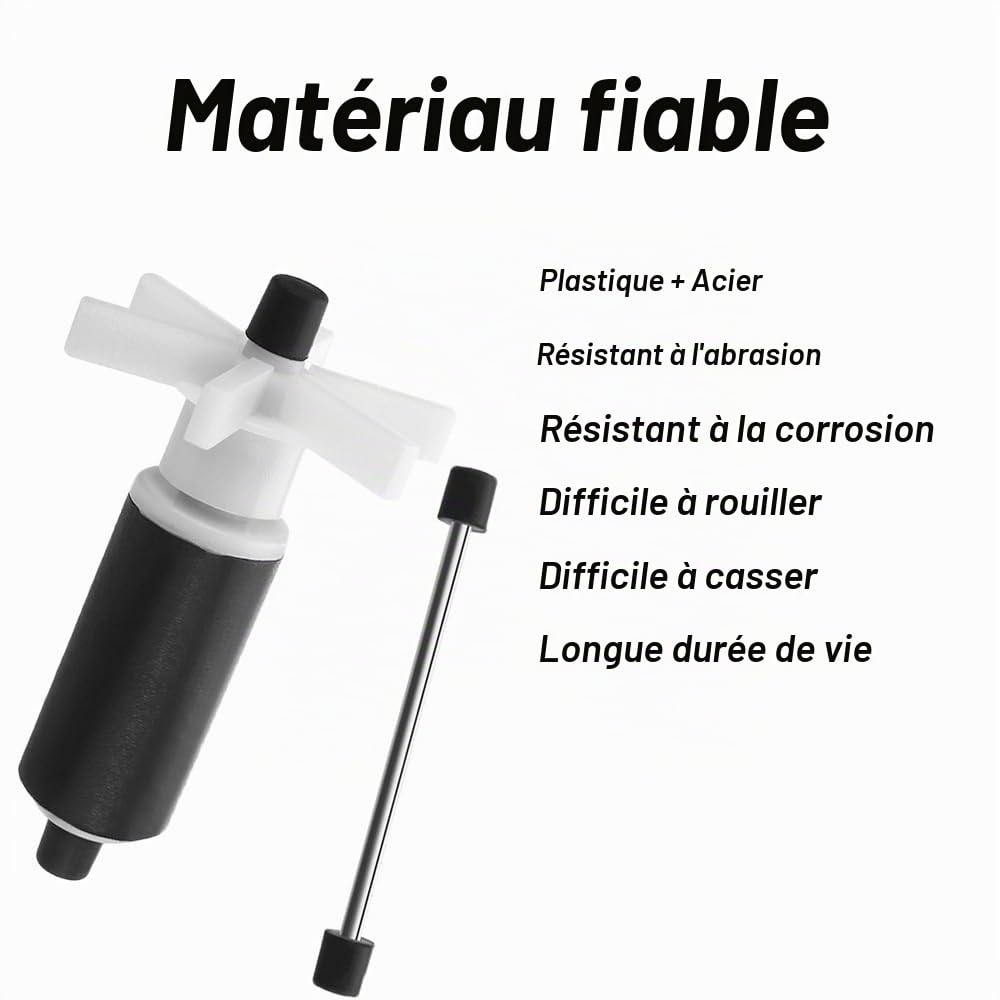 Lot de 2 turbines de rotor de pompe submersible, turbine de pompe à eau, joint libre, filtre magnétique haute efficacité, turbine de rotor d'aquarium, résistant à l'usure et à faible bruit