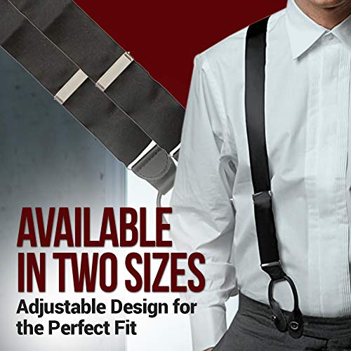 Hold'em 100% Silk Suspenders Men Y-Back Fancy Solid Button End- Black #TOP2