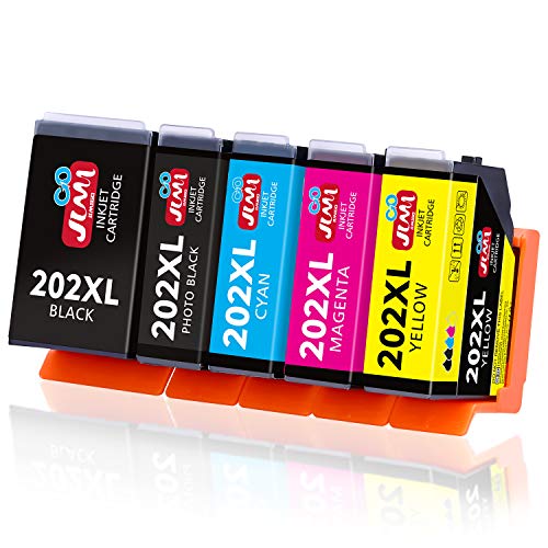 JIMIGO 202XL Cartouche d'encre compatible pour Epson 202 XL avec Epson Expression Premium XP-6000 XP-6005 XP-6100 XP-6105 (1 Noir,1 Noir Photo,1 Cyan,1 Magenta,1 Jaune)