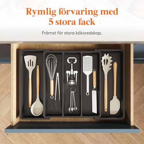 Lifewit Justerbar Besticklåda för Kök, Svart Förvaring