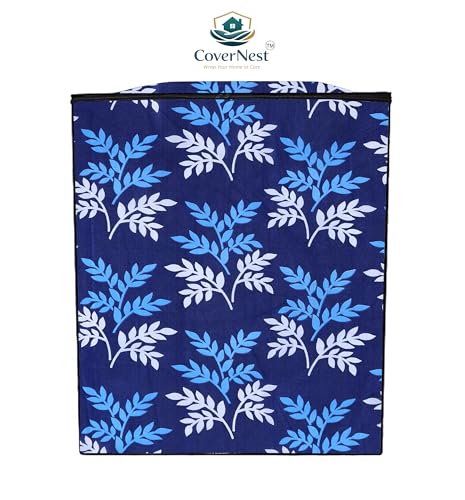 Image of Covernest Semi Automatic Washing Machine Cover, Dustproof, Compatible with 7-8 Kg Washing Machines (WMC-BLUE LEAF SEMI)