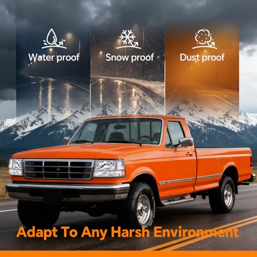 Image of G-PLUS Headlights Assembly Fit 1992-1996 Ford F150 F250 F350 Super Duty(Incl.1997 9th Old Body Style),Fit 1992-1996 Bronco w /Corner Signal Headlamps Clear Lens Chrome Housing Amber Reflector