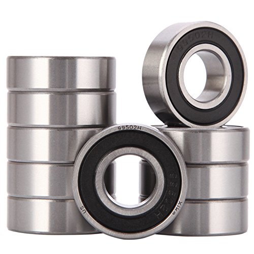 XIKE 10 Pack 99502H or 1623-2RS Bearings 5/8" x 1-3/8" x 7/16" Inch, Stable Performance and Cost-Effective, Double Seal and Pre-Lubricated, Deep Groove Ball Bearings.