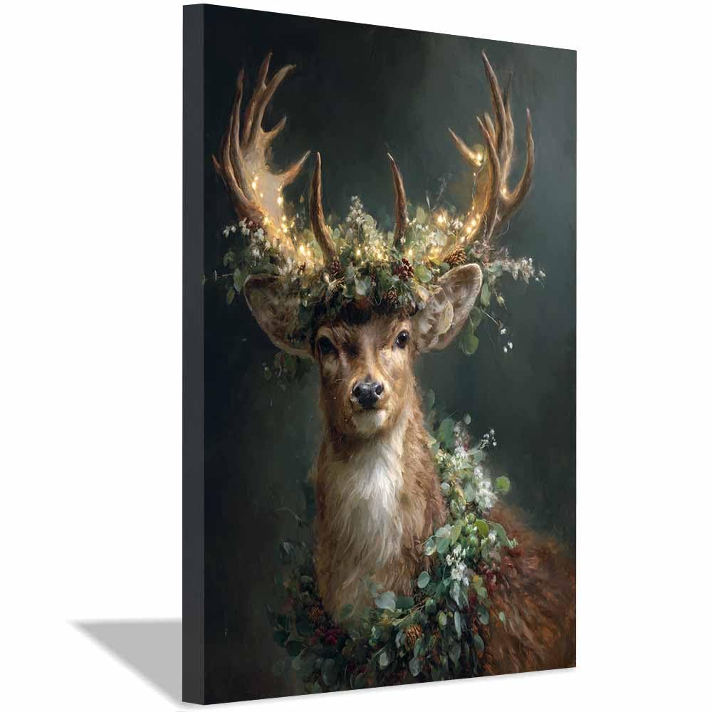 Affiches de Noël de cerf multicolore 70x100cm encadrée pour salon