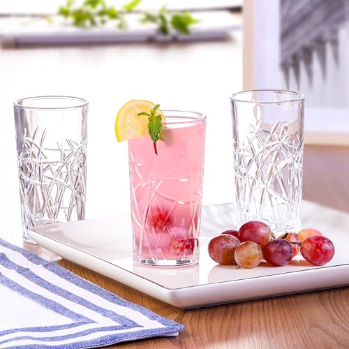Image of CELLO Swirl Hi-Ball Tumbler Glass Set of 6, 275ml Each | Dishwasher Safe | Comfortable Grip & Stackable | Perfect Glasses for Water, Juice, Cocktail, Mocktails & Cold Drinks | for Daily Use & Gifting