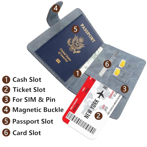 2 Pack RFID Blocking Passport Holder for Travel Essentials Premium Passport Wallet Cover for Women,Men,Passport Holder for Travel4