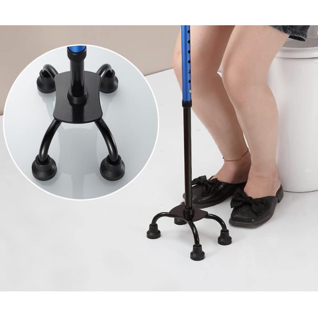 GCX- Muletas Grandes De Cuatro Patas for Ancianos Bastón Antideslizante Muletas Cuadrangulares Muletas Ascendentes Y Retráctiles for Ancianos Levantarse Pasamanos Andador Firma (Color : BLU)